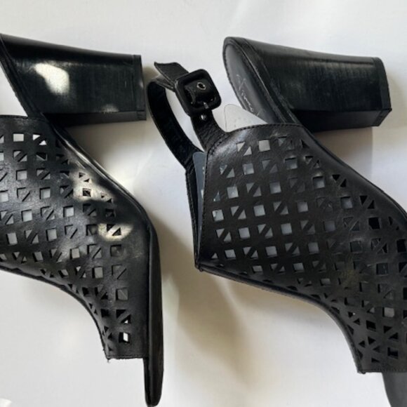 Franco Sarto‎ Black Leather Slingback Sandals The Artist's Collection - size 8.5 - Picture 3 of 5